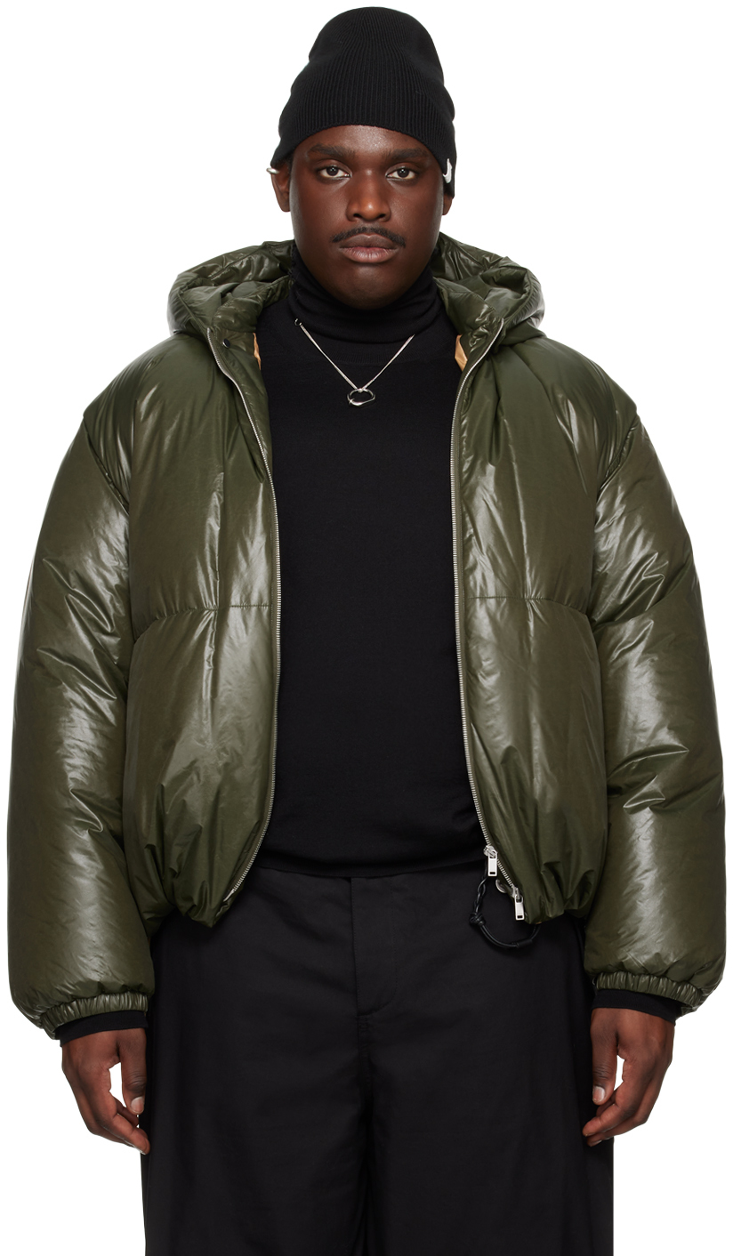 Shop Jil Sander Ssense Exclusive Green Down Jacket In 315 Medium Green