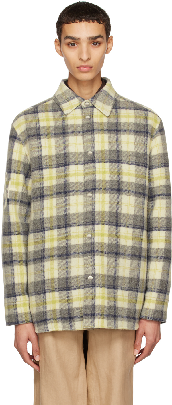 Jil Sander Gray & Yellow Spread Collar Jacket