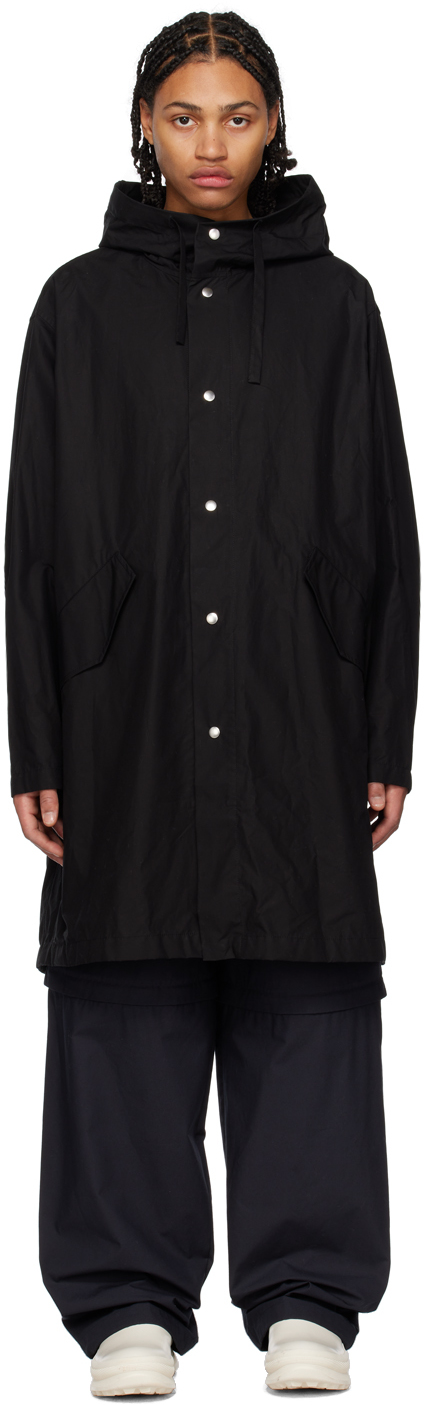 Shop Jil Sander Black Press-stud Coat In 001 - Black