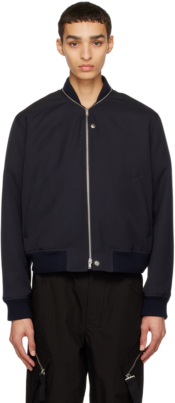 Navy Zip Bomber Jacket