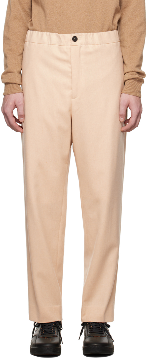 Beige Elasticized Waistband Trousers