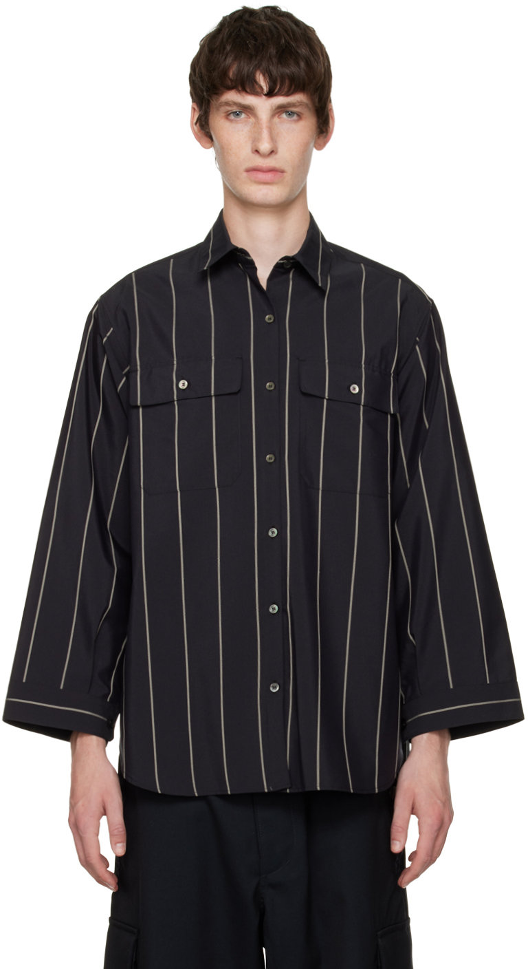 Black Striped Shirt by rito structure on Sale