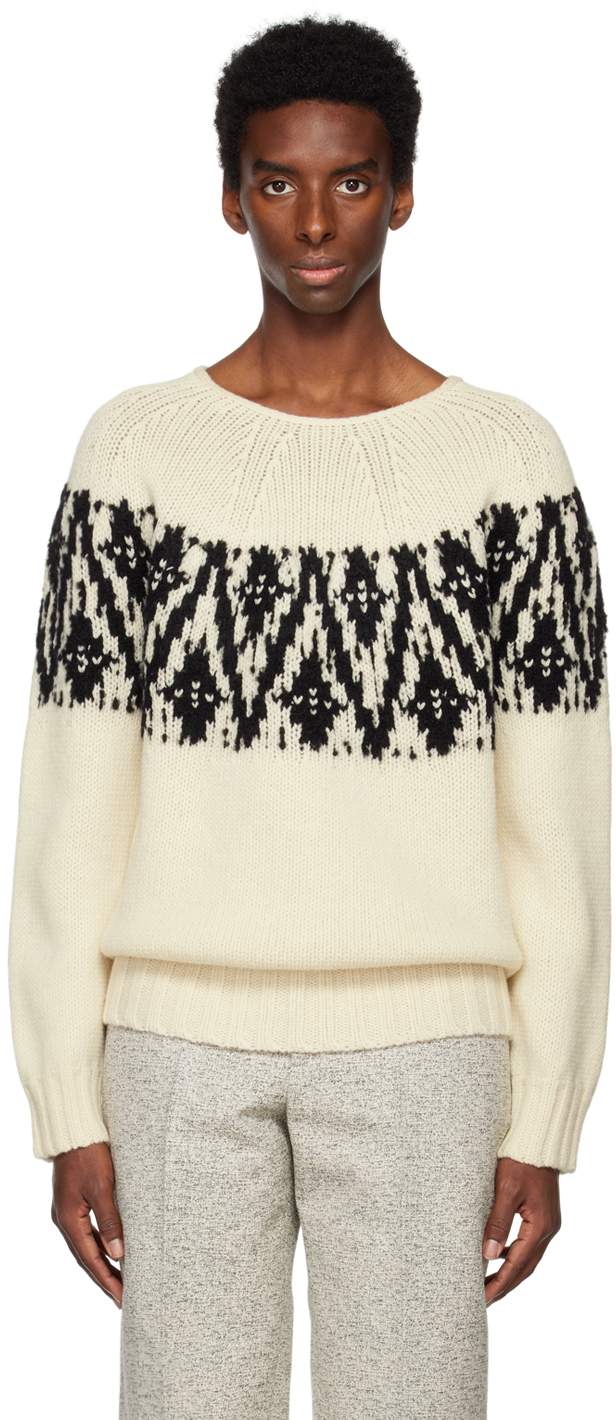 Jil Sander: Off-White Jacquard Sweater | SSENSE