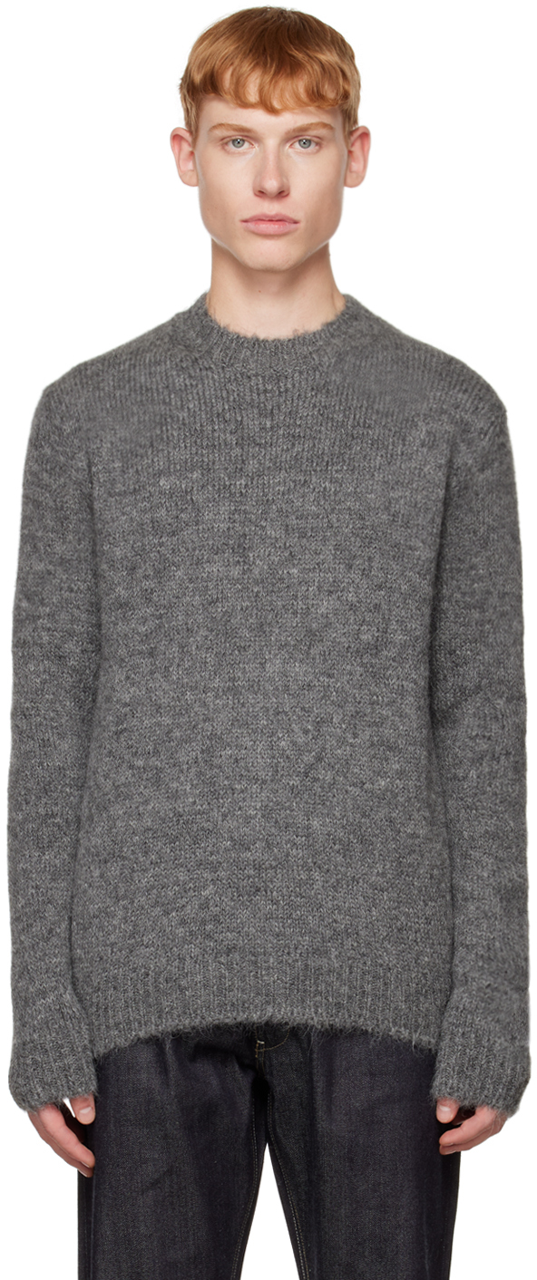 Pull Hathaway Platinum Homme 100% Cachemire Gris à Carreaux Col Rond - Taille XL