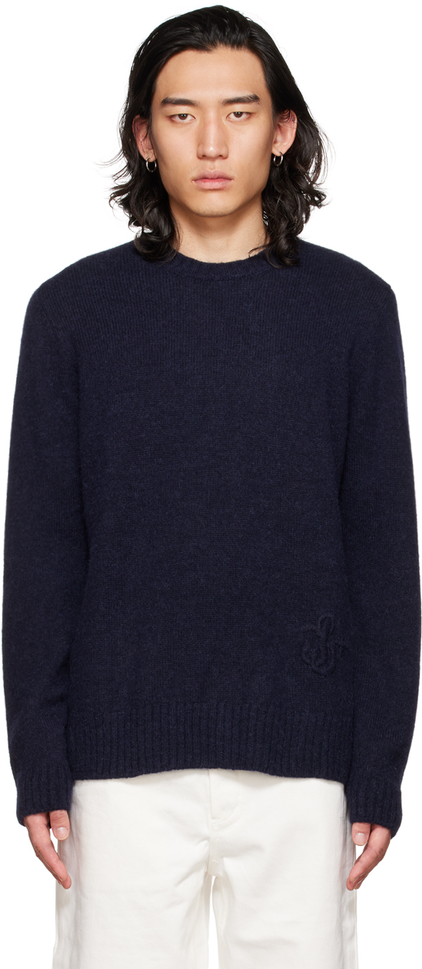 Navy Embroidered Sweater by Jil Sander on Sale