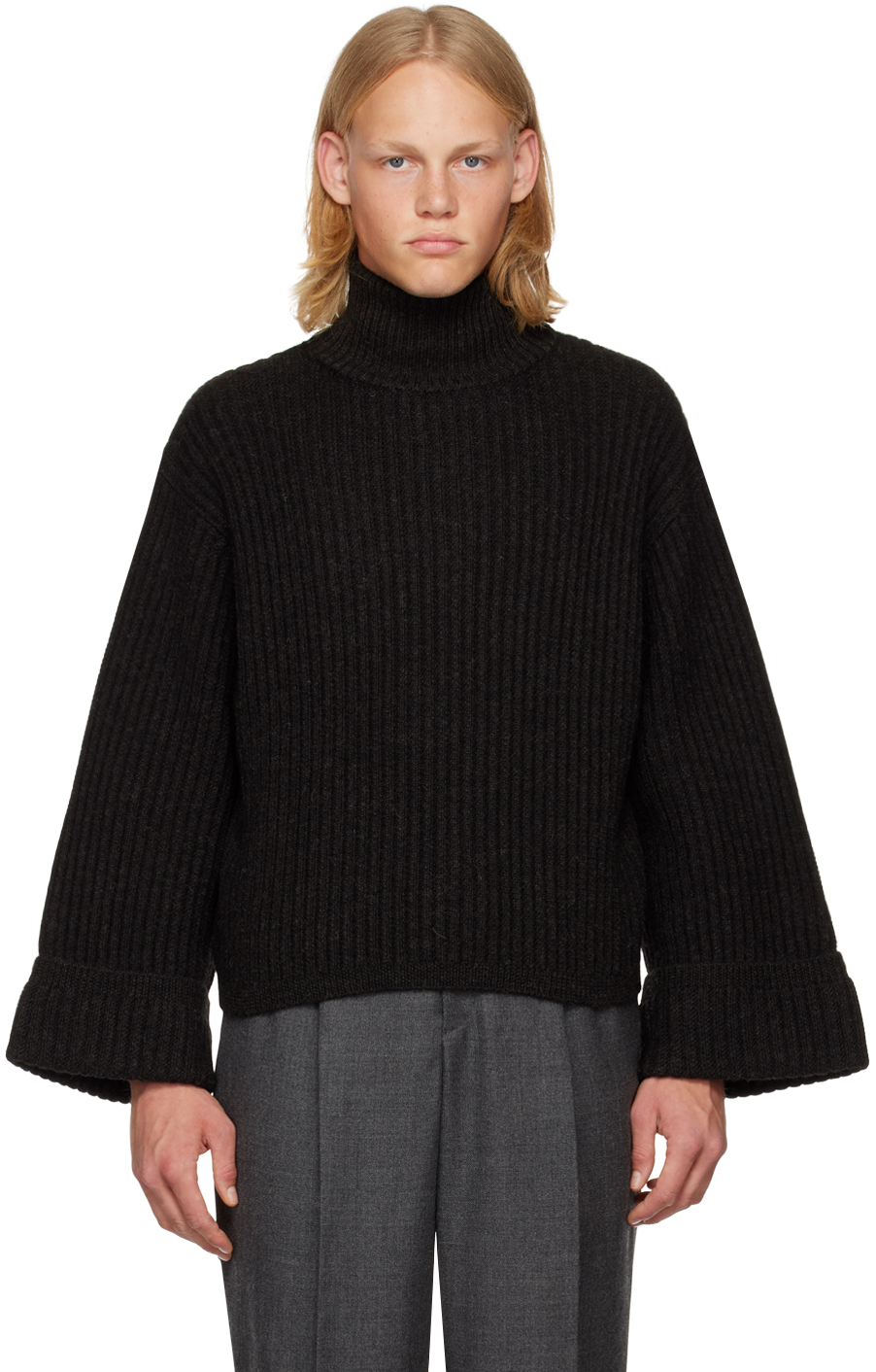 Black Wide Turtleneck by rito structure on Sale