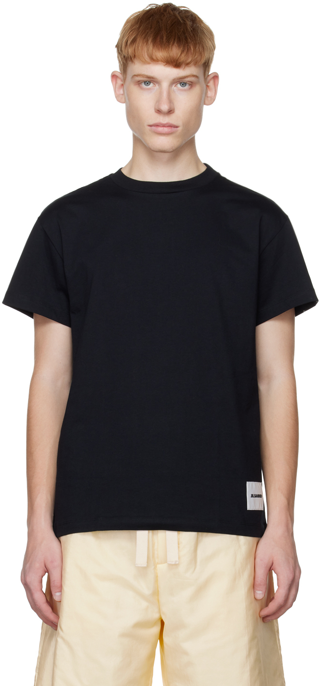 Jil Sander: Three-Pack Black T-Shirt Set | SSENSE