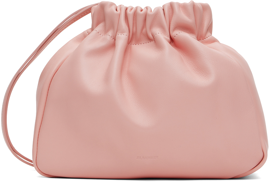 jil sander pink small scrunch clutch