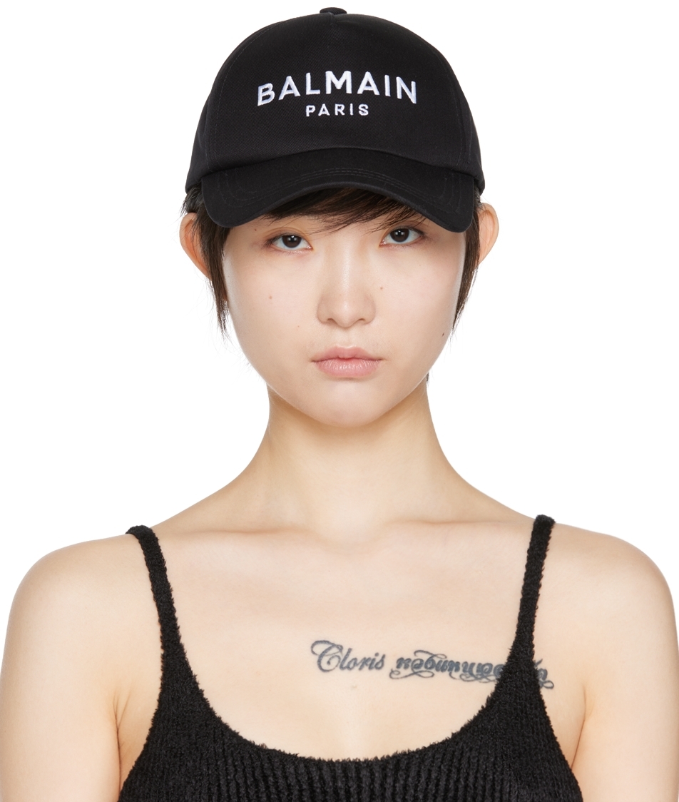Balmain: Black Cotton Cap | SSENSE