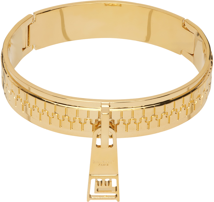 Balmain Gold Zip Cuff Bracelet