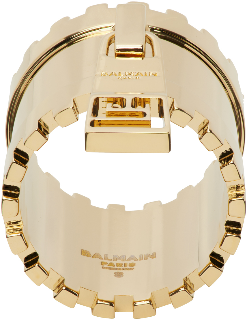Balmain Gold Zip Ring In 1fa Or Clair