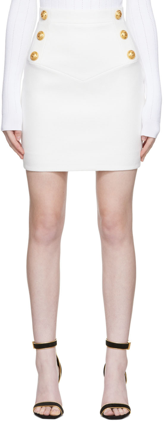 Balmain White Paneled Miniskirt