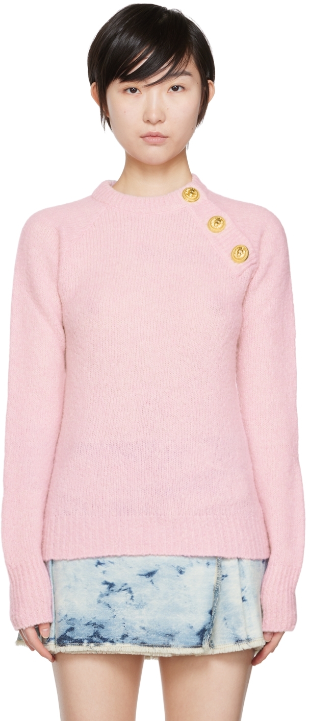 Balmain Pink Ribbed Sweater
