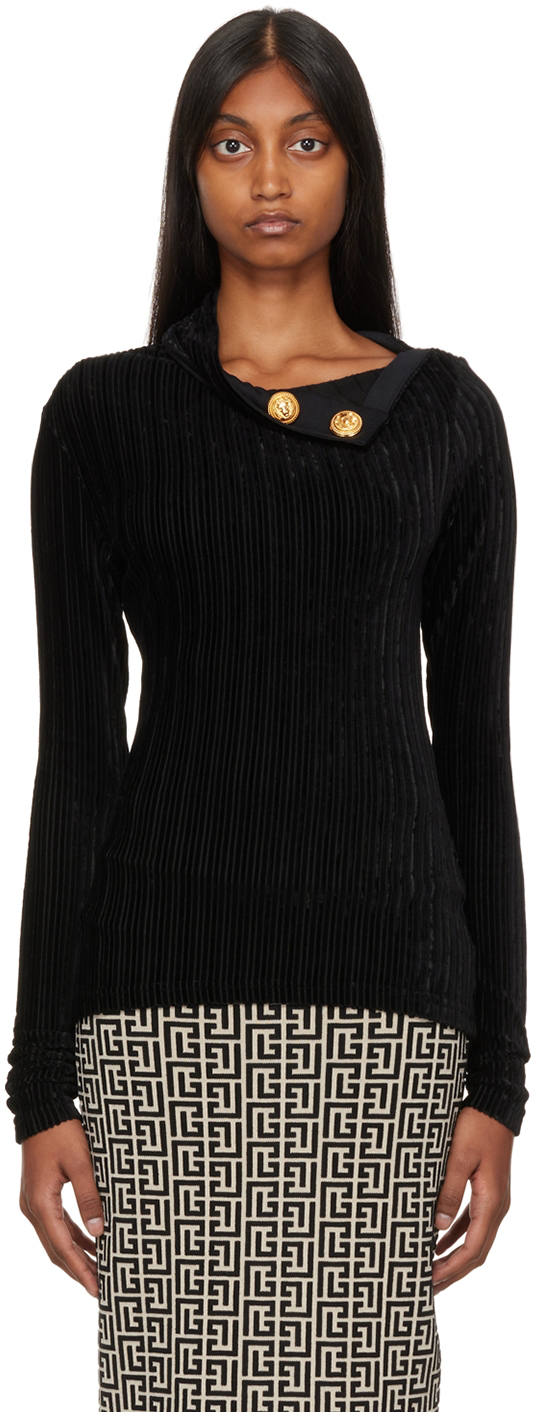 Balmain Black Foldover Sweater