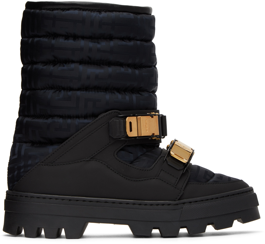 Balmain Black Rossignol Monogram Boots In 0pa Noir