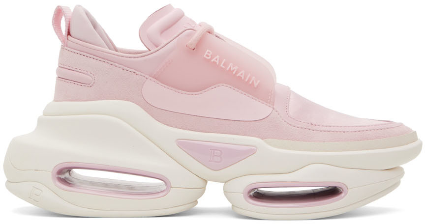 Balmain Pink B-Bold Low-Top Sneakers