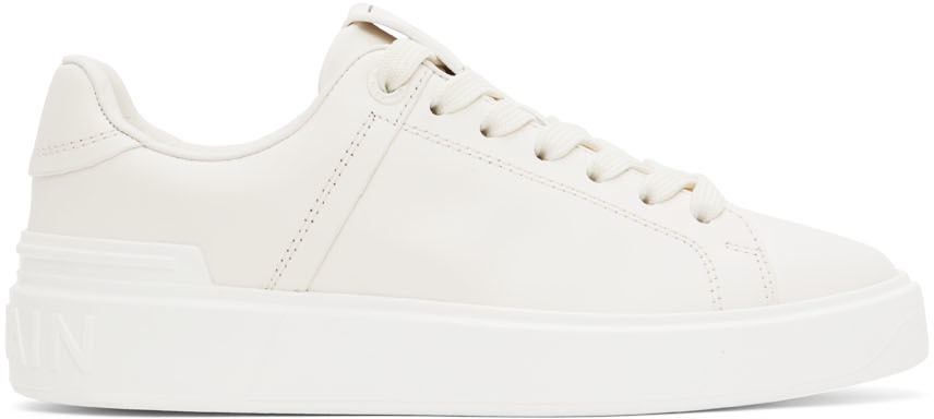 Balmain: White B-Court Sneakers | SSENSE Canada