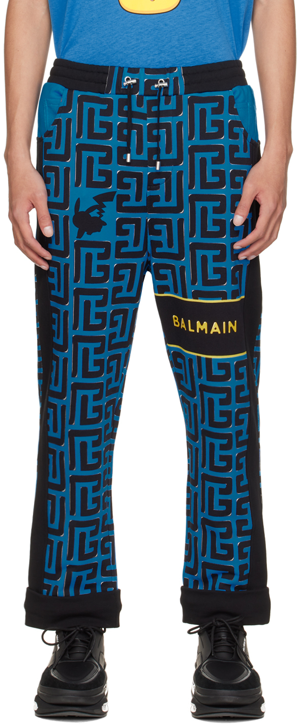 Balmain Black & Blue Pokémon Edition Monogram Lounge Pants