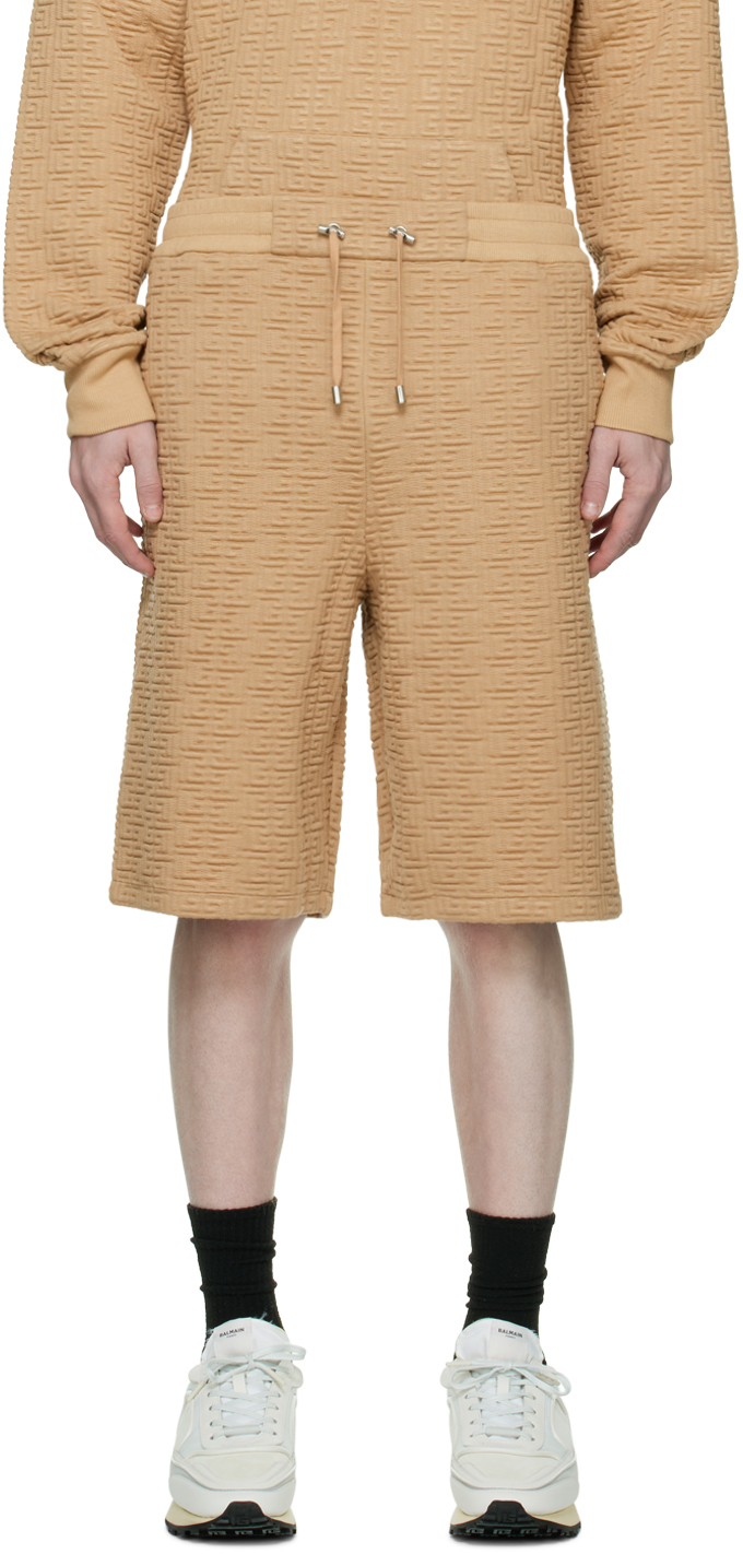 Balmain Tan Embossed Shorts