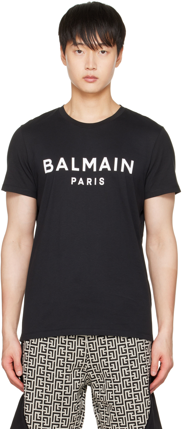 Black Print T-Shirt by Balmain on Sale