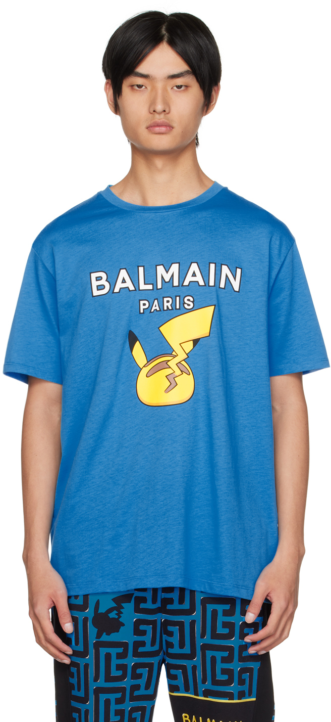 Blue Pokémon Edition Printed T-Shirt by Balmain on Sale