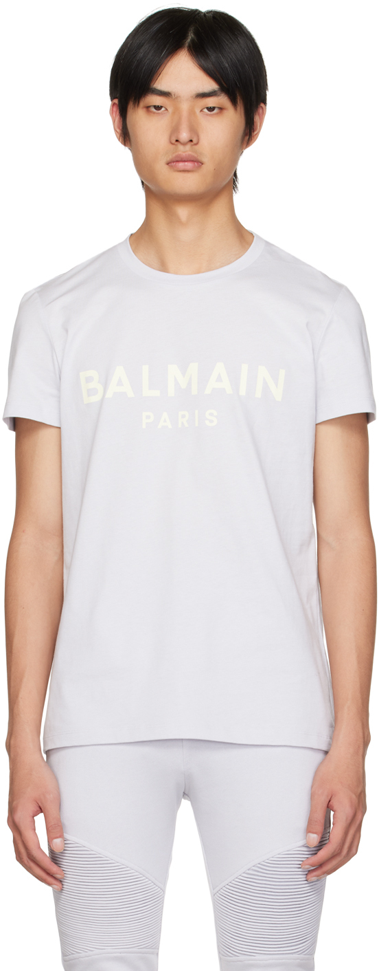 Blue Printed T-Shirt by Balmain on Sale