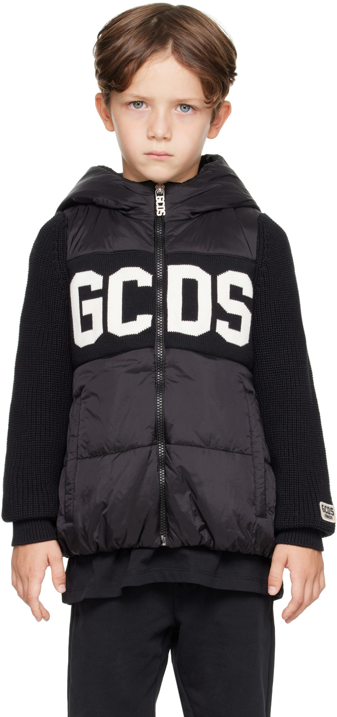 Shop Gcds Kids Black Paneled Jacket