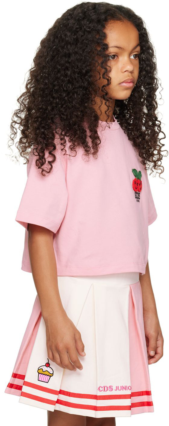 Gcds Kids Pink Patch T-shirt In Quartz Pink