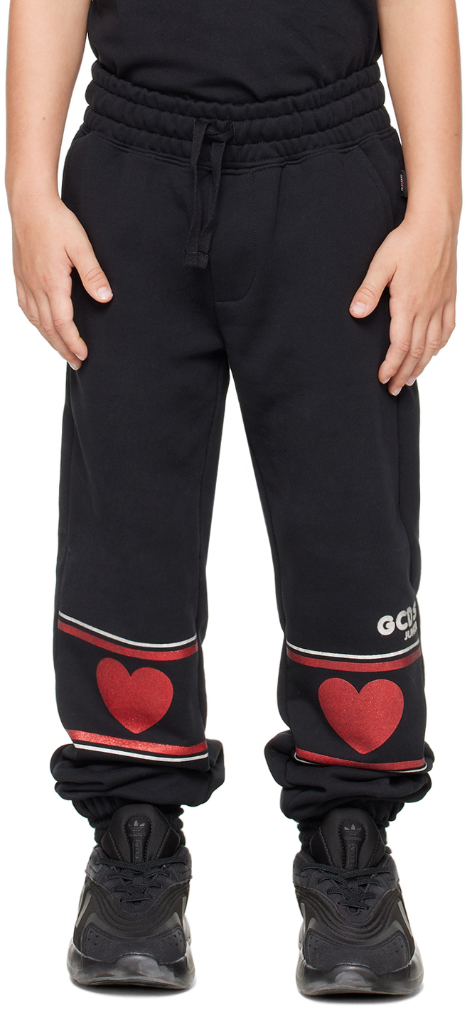 Gcds Kids Black Hearts Lounge Trousers