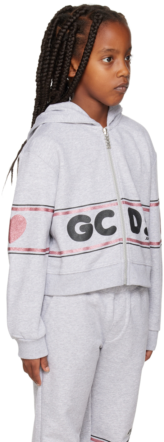 Gcds Kids Gray Logo Hoodie In Grey