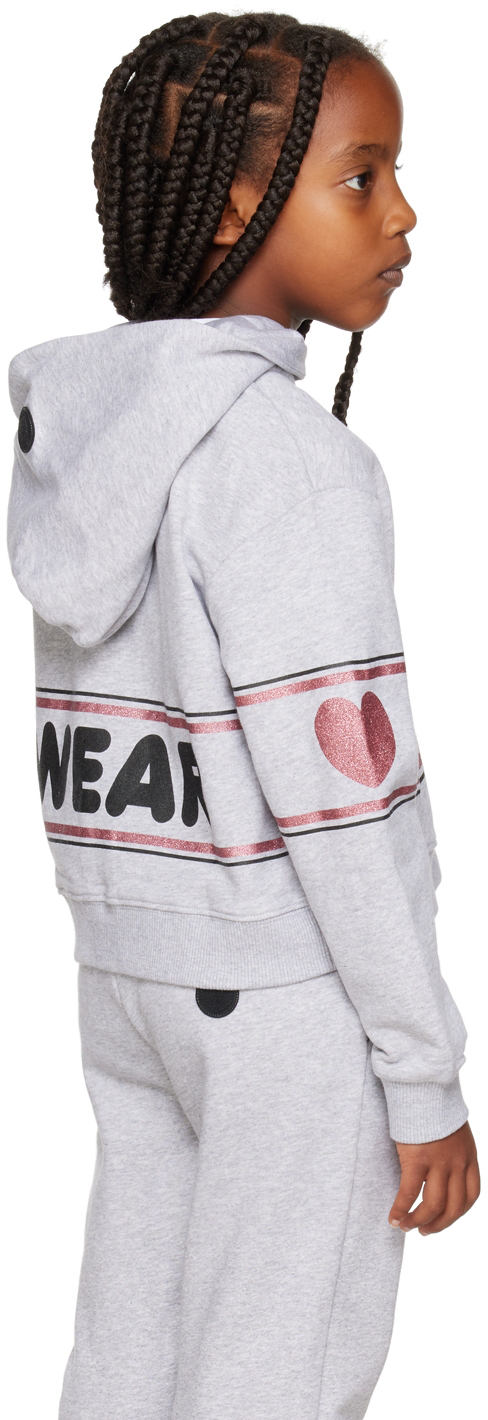 Gcds Kids Gray Logo Hoodie In Grey