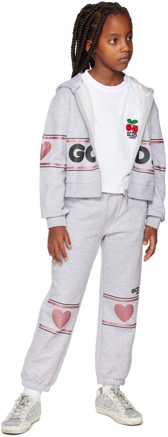 Gcds Kids Gray Logo Hoodie In Grey