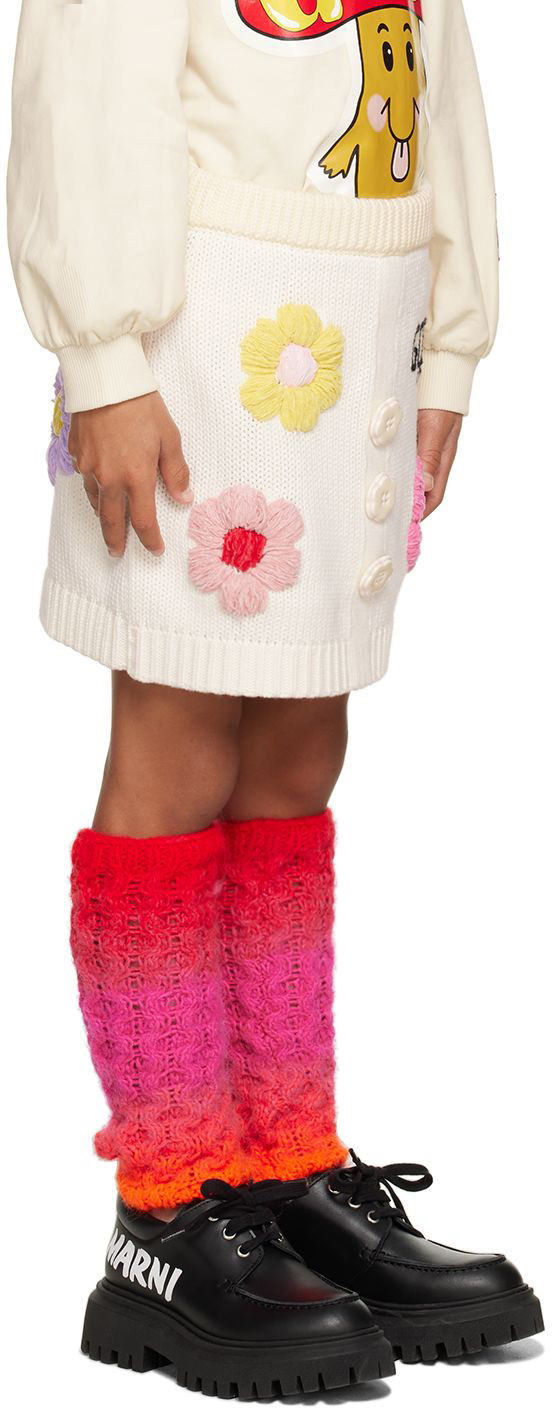 Gcds Kids White Floral Skirt In Cloud