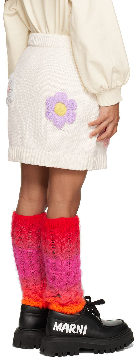 Gcds Kids White Floral Skirt In Cloud