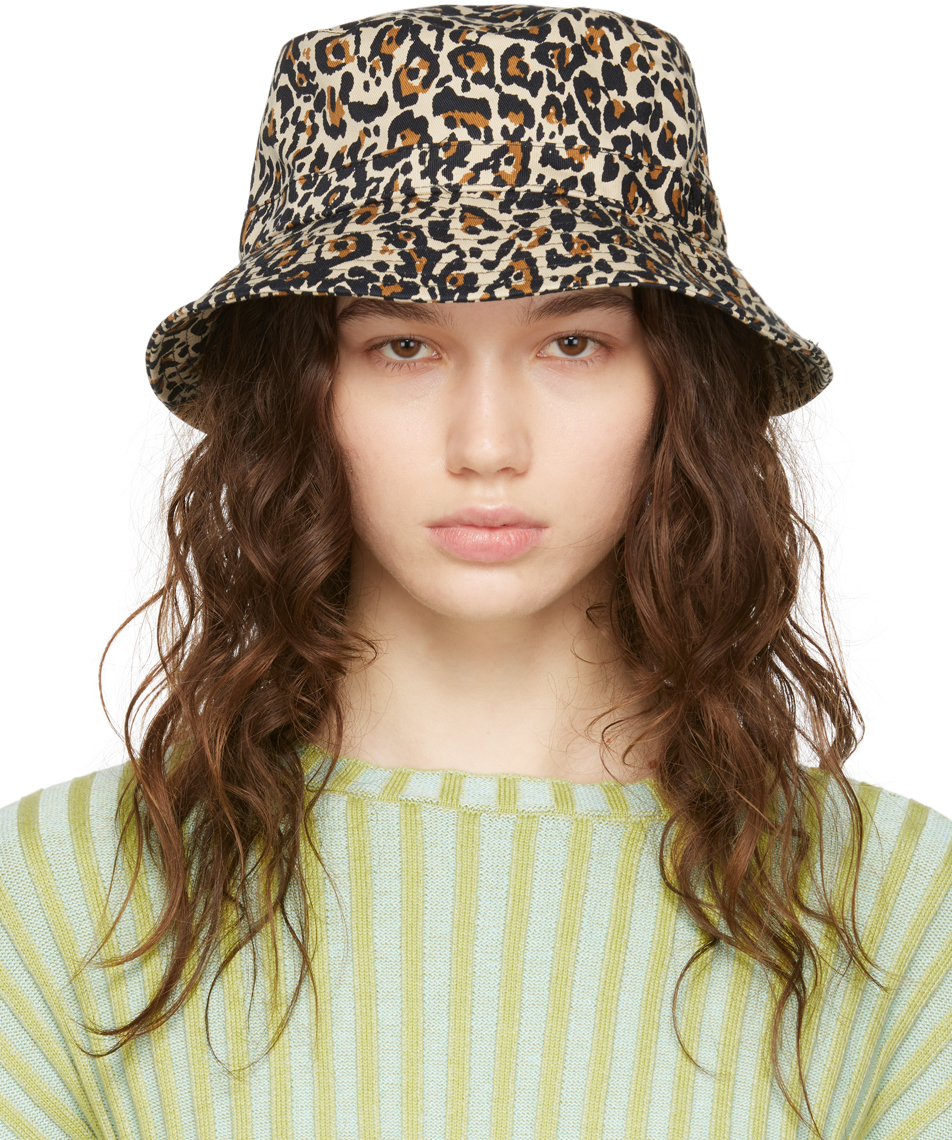 A.P.C. Beige Leopard Mark Beach Hat