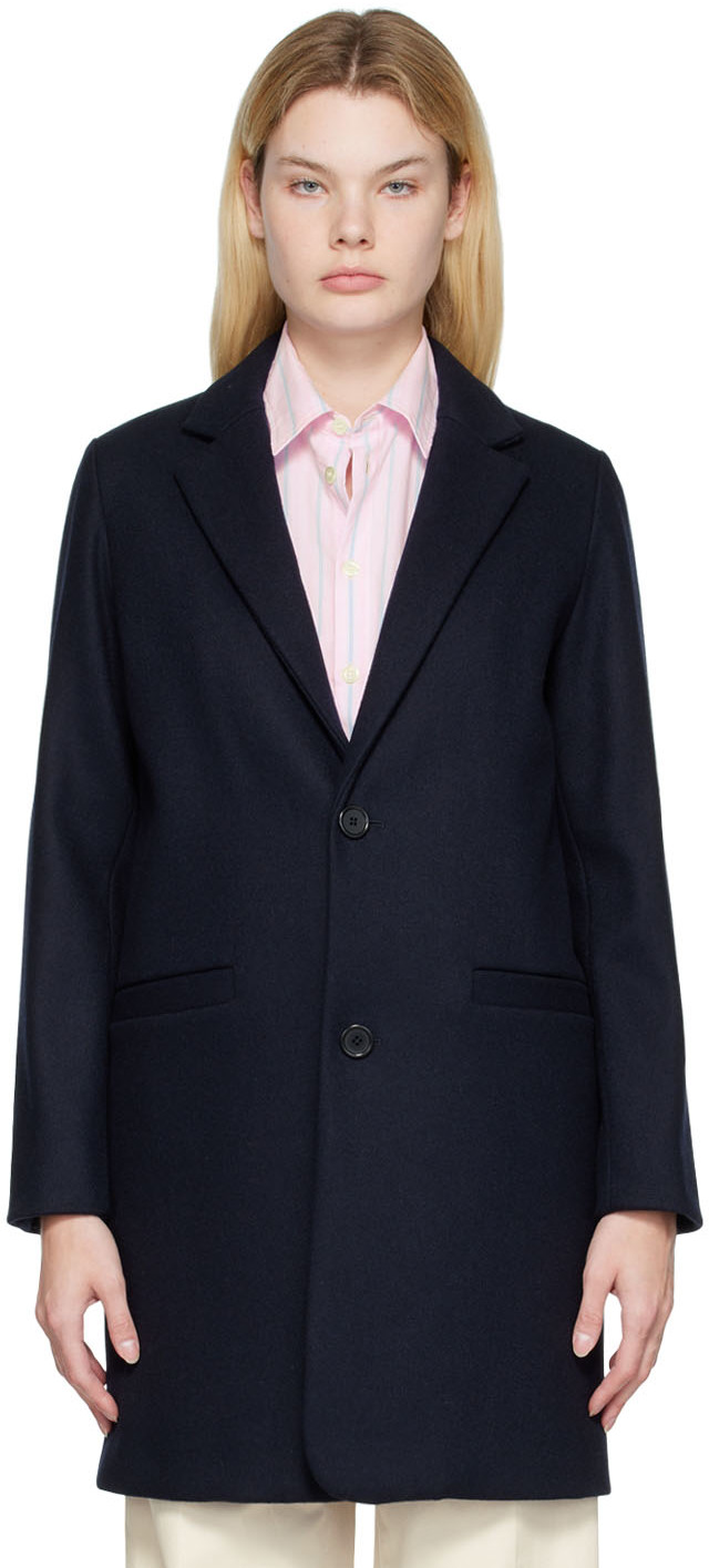 Apc Navy Carver Coat In Black | ModeSens