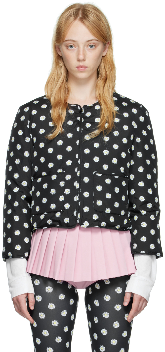 Black Daisy Dot Down Jacket