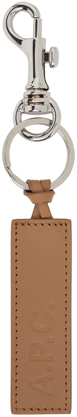 A.p.c. Tan Leather Keychain In Cap Cinnamon