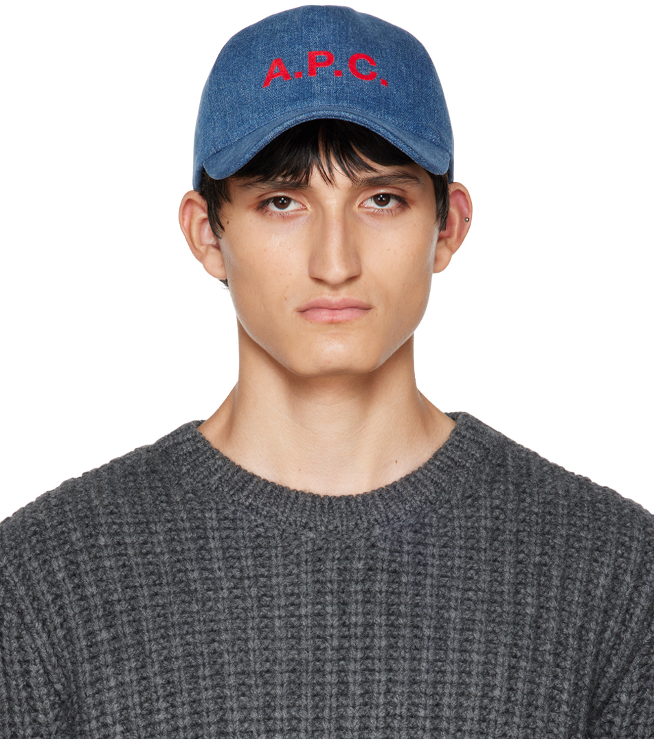 Blue & Gray Check Cap SSENSE Men Accessories Headwear Caps 