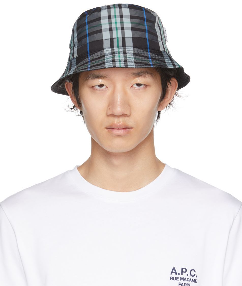 A. P.C. Gray & Black Reversible Mark Bucket Hat