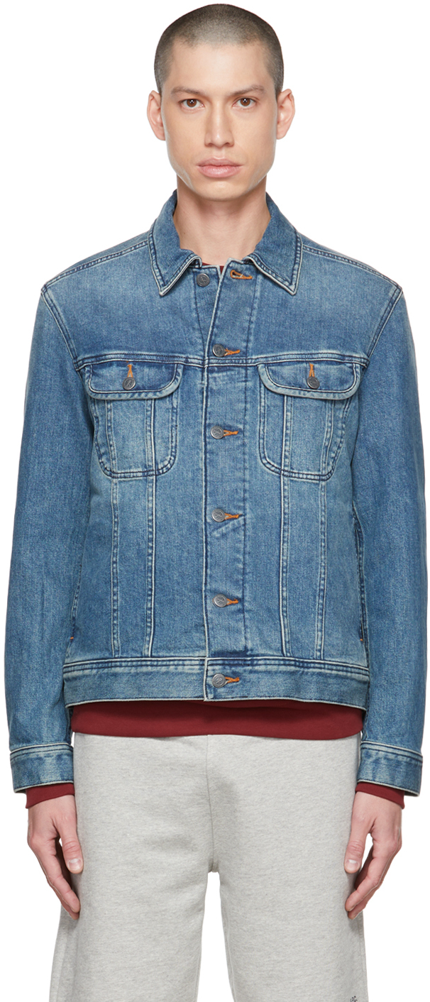 SSENSE Women Clothing Jackets Denim Jackets Blue Button-Up Denim Jacket 