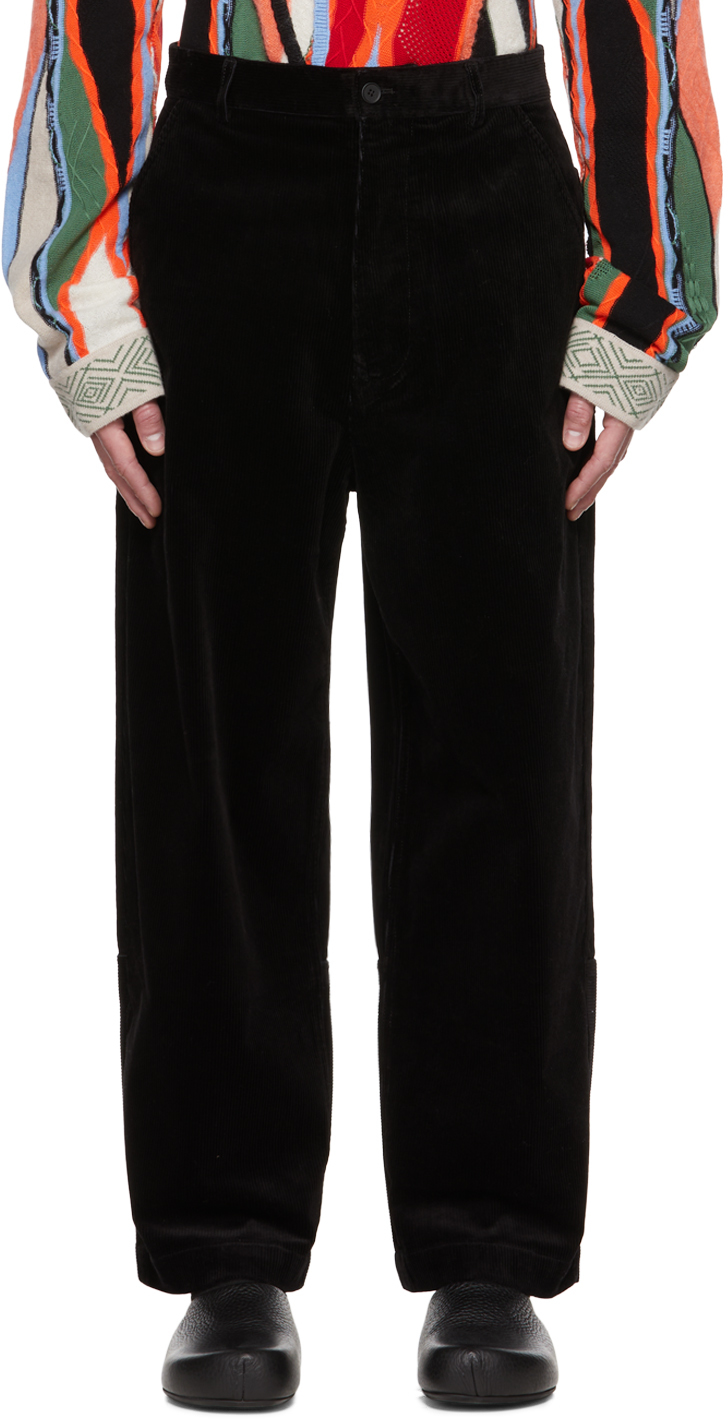 Black Paneled Trousers by A PERSONAL NOTE 73 on Sale