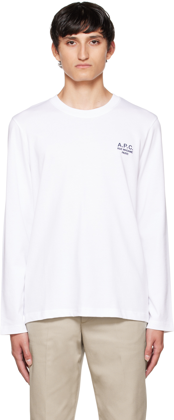 A.P.C. White Olivier Long Sleeve T-Shirt