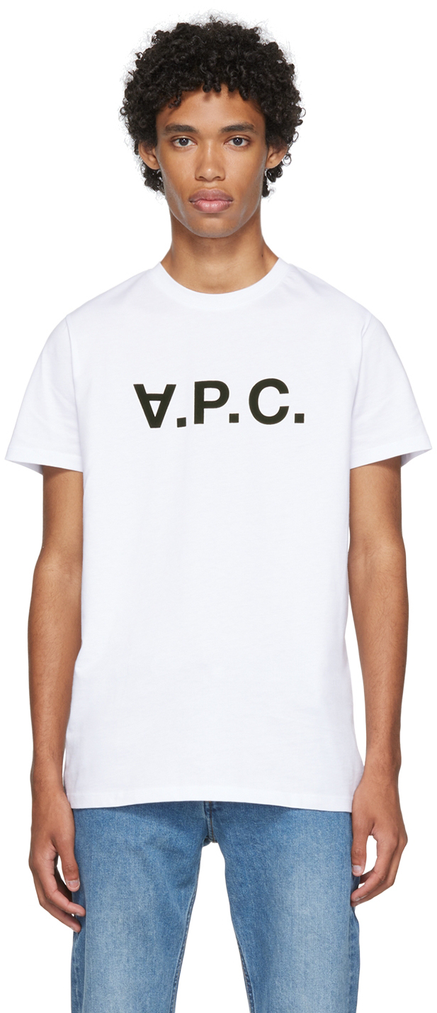 A.P.C. White Flocked T-Shirt