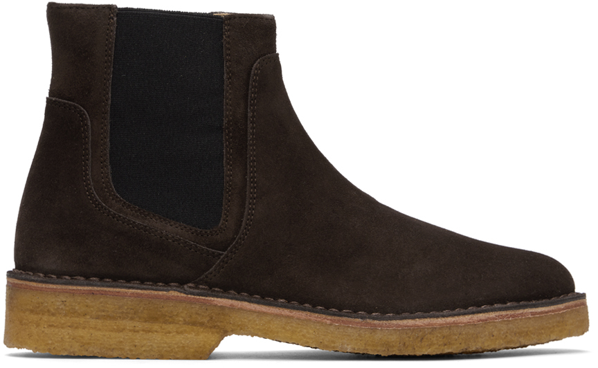 A.p.c. Brown Theodore Chelsea Boots In Cae Dark Brown
