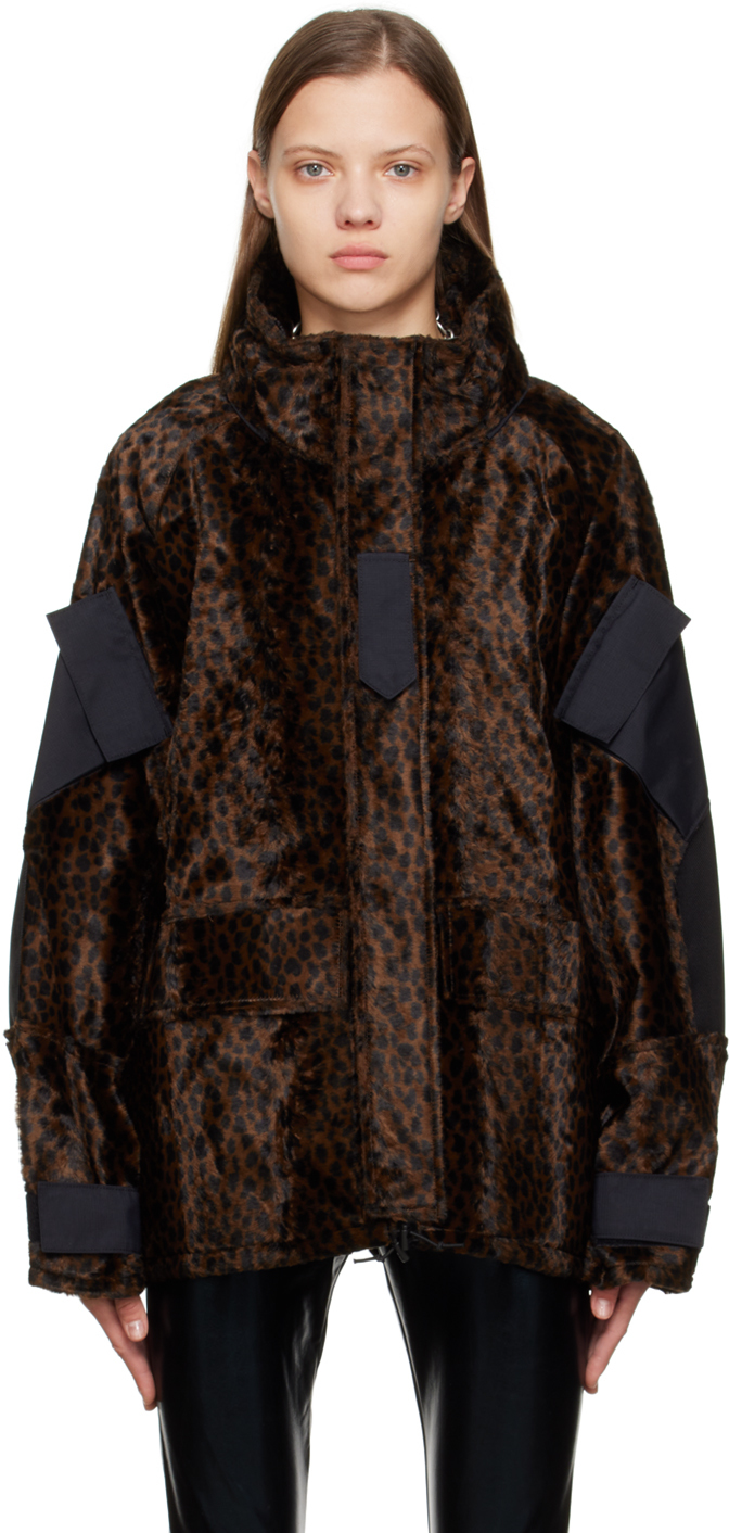 Junya Watanabe: Brown Leopard Faux-Fur Coat | SSENSE