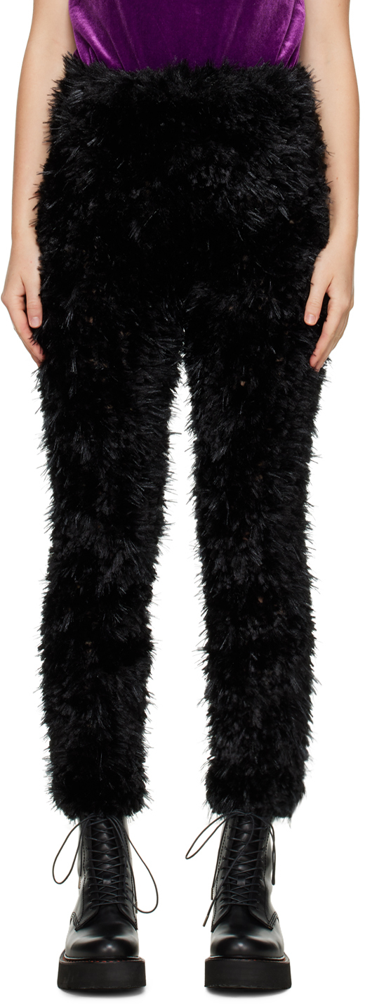 High-rise velour leggings in black - Junya Watanabe