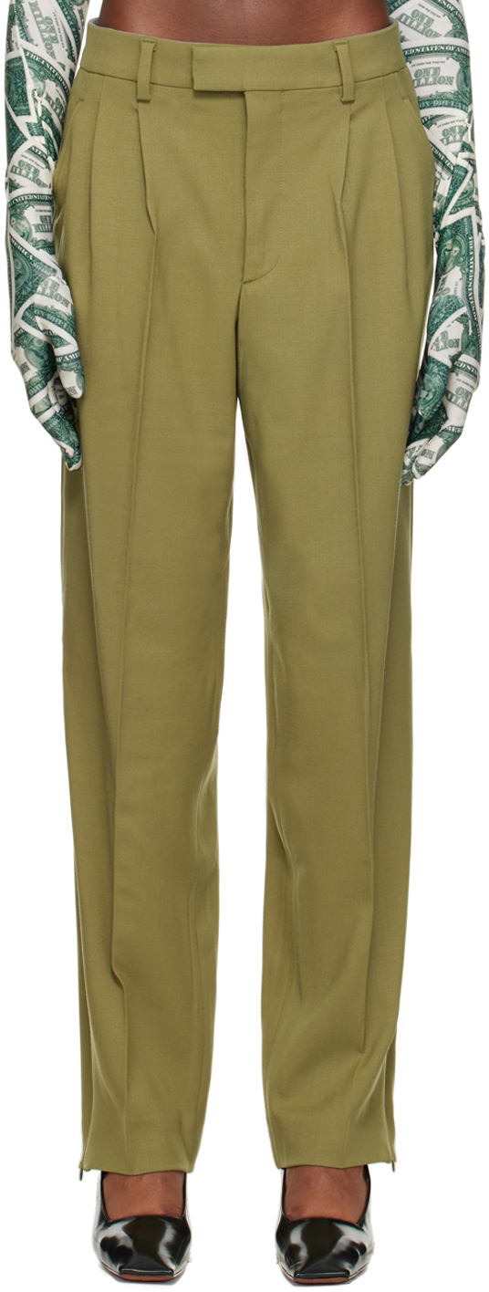 Khaki Two-Pleat Trousers