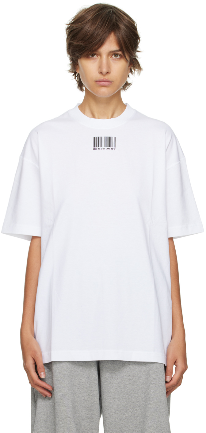 VTMNTS: White Barcode T-Shirt | SSENSE