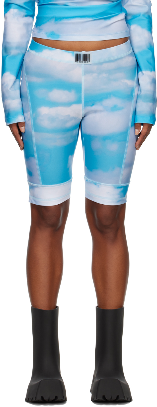 Blue Printed Bike Shorts